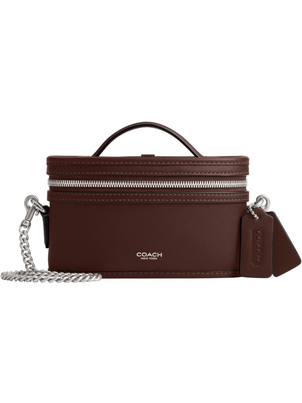 New Coach Trail Bag 15 Crossbody in Deep Brown with Silver Hardware
